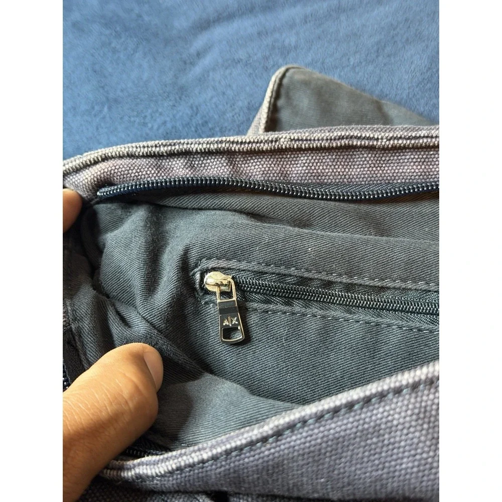 Armani Exchange Canvas Messenger Bag Navy Blue Faded 90s Y2K AX 1991 Vintage